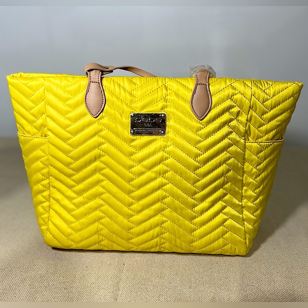 Bebe Sophia Tote Yellow with Makeup Bag